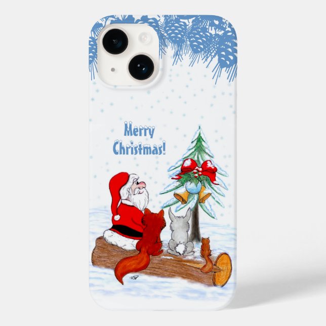 Weihnachtsmann mit Rabbit Fox und Eichhörnchen Case-Mate iPhone Hülle (Rückseite)