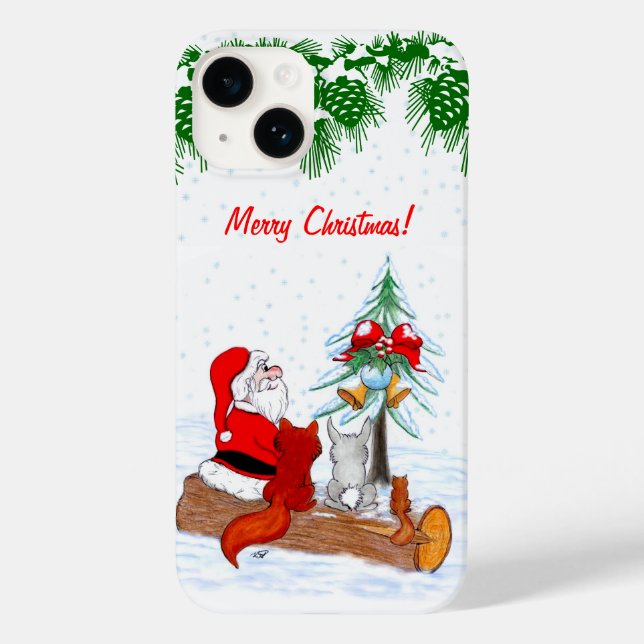 Weihnachtsmann mit Rabbit Fox und Eichhörnchen Case-Mate iPhone Hülle (Rückseite)