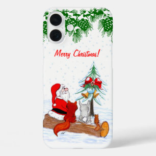 Weihnachtsmann mit Rabbit Fox und Eichhörnchen iPhone 16 Plus Hülle