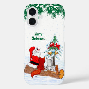 Weihnachtsmann mit Rabbit Fox und Eichhörnchen iPhone 16 Hülle