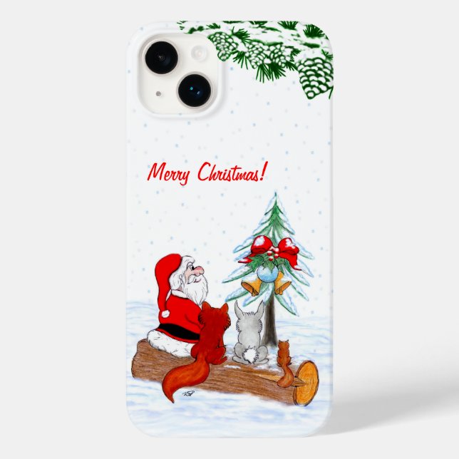 Weihnachtsmann mit Rabbit Fox und Eichhörnchen Case-Mate iPhone Hülle (Rückseite)