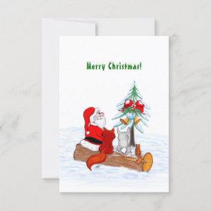Weihnachtsmann mit Rabbit Fox und Eichhörnchen Dankeskarte