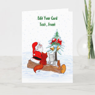 Weihnachtsmann mit Rabbit Fox und Eichhörnchen Dankeskarte