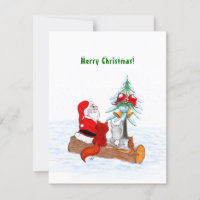 Weihnachtsmann mit Rabbit Fox und Eichhörnchen
