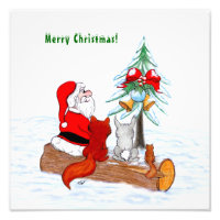 Weihnachtsmann mit Rabbit Fox und Eichhörnchen