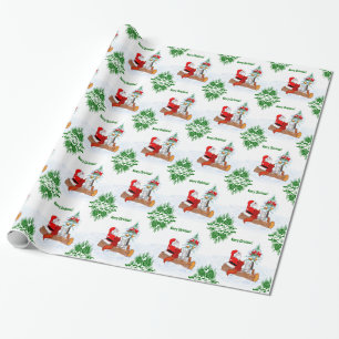 Weihnachtsmann mit Rabbit Fox und Eichhörnchen Geschenkpapier