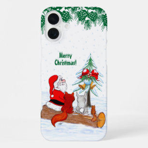 Weihnachtsmann mit Rabbit Fox und Eichhörnchen iPhone 16 Plus Hülle