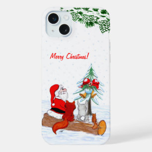 Weihnachtsmann mit Rabbit Fox und Eichhörnchen iPhone 15 Plus Hülle