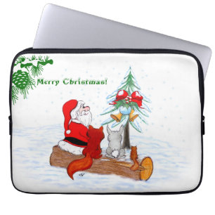 Weihnachtsmann mit Rabbit Fox und Eichhörnchen Laptopschutzhülle