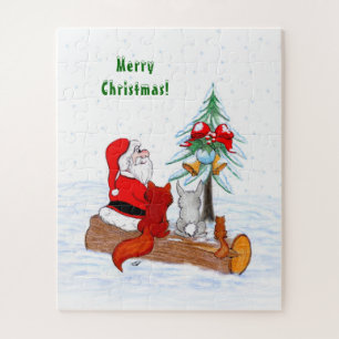 Weihnachtsmann mit Rabbit Fox und Eichhörnchen Puzzle