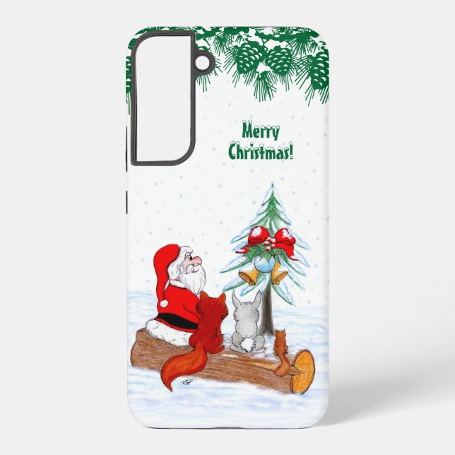 Weihnachtsmann mit Rabbit Fox und Eichhörnchen Samsung Galaxy Hülle (Rückseite)