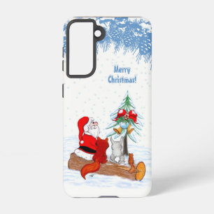 Weihnachtsmann mit Rabbit Fox und Eichhörnchen Samsung Galaxy Hülle