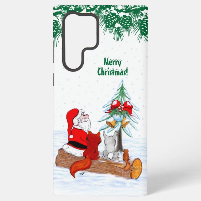 Weihnachtsmann mit Rabbit Fox und Eichhörnchen Samsung Galaxy Hülle (Rückseite)