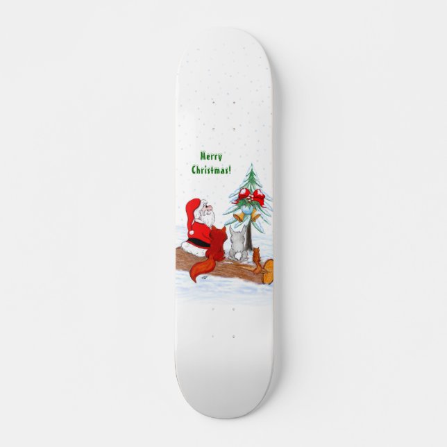 Weihnachtsmann mit Rabbit Fox und Eichhörnchen Skateboard (Vorne)