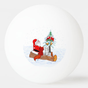 Weihnachtsmann mit Rabbit Fox und Eichhörnchen Tischtennisball