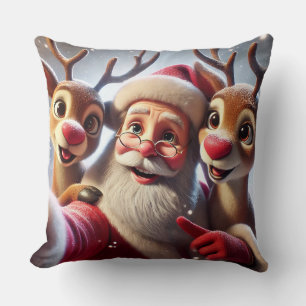 Weihnachtsmann mit Rentieren feiert Weihnachten Kissen