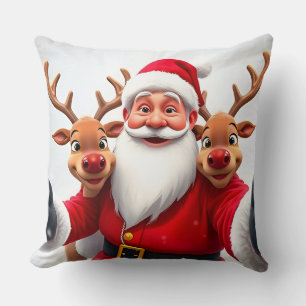 Weihnachtsmann mit Rentieren feiert Weihnachten Kissen