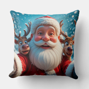 Weihnachtsmann mit Rentieren feiert Weihnachten Kissen
