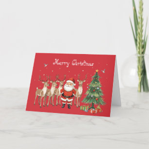 Weihnachtsmann mit Rentieren & skurriler Weihnacht Karte