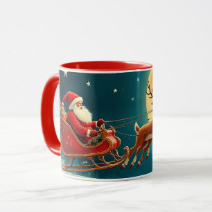 Weihnachtsmann mit Rentieren Tasse