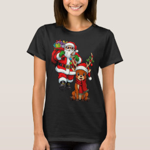 Weihnachtsmann mit Rentieren und coolen Weihnachte T-Shirt