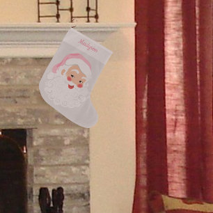 Weihnachtsmann mit rosa Hut im Vintage-Stil Großer Weihnachtsstrumpf