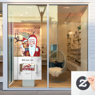 Weihnachtsmann mit Rudolph der Reindeer-Illustrati Fensteraufkleber