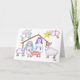 Weihnachtsmann mit Schafen Feiertagskarte