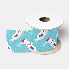 Weihnachtsmann mit Schneeflocken Satinband