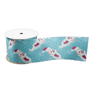 Weihnachtsmann mit Schneeflocken Satinband