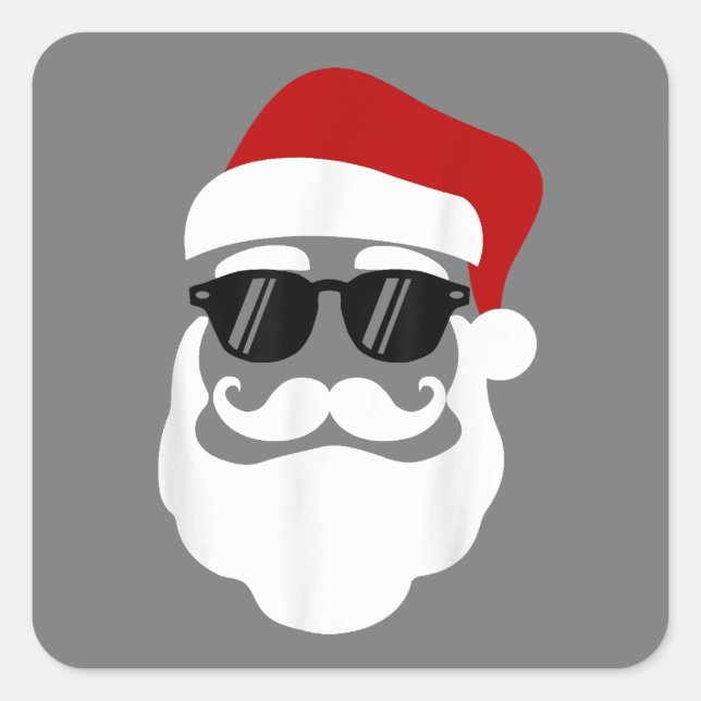 Weihnachtsmann mit Sonnenbrille Funny Christmas De Quadratischer Aufkleber (Vorderseite)