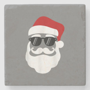 Weihnachtsmann mit Sonnenbrille Funny Christmas De Steinuntersetzer