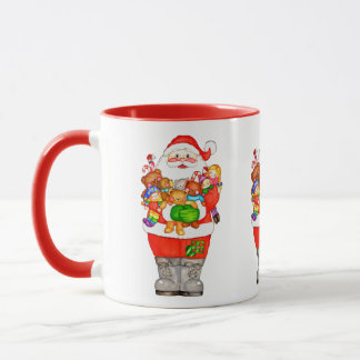 Weihnachtsmann mit Spielwaren Tasse