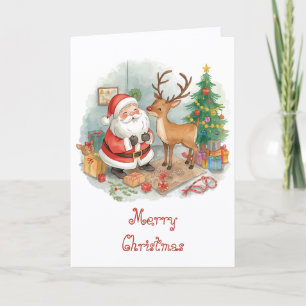 Weihnachtsmann mit Spielzeug und Rentier & whimmsi Karte