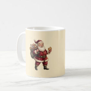 Weihnachtsmann mit Spielzeugsack und leckerem Snac Kaffeetasse