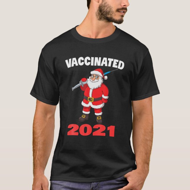 Weihnachtsmann mit Spritze Weihnachten 2021 geimpf T-Shirt (Vorderseite)