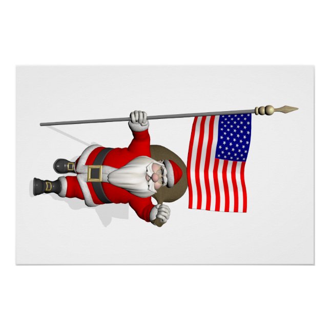 Weihnachtsmann mit Sternenbanner Poster (Vorderseite)
