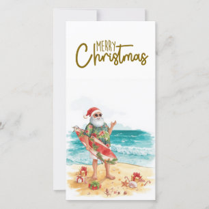 Weihnachtsmann mit Surfbrett Weihnachten tropisch 