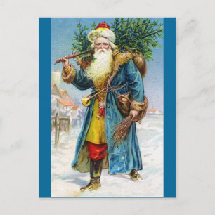 Weihnachtsmann mit Tannenbaum Feiertagspostkarte