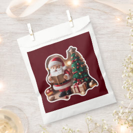 Weihnachtsmann mit Tannenbaum in 3D - Geschenktütchen