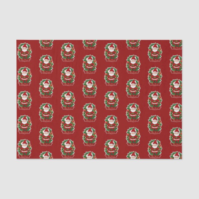 Weihnachtsmann mit Tannenzweigen -  Seidenpapier (Vorderseite)