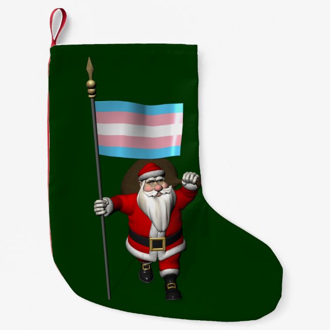 Weihnachtsmann mit Transgender-Fahne Kleiner Weihnachtsstrumpf (Vorderseite)