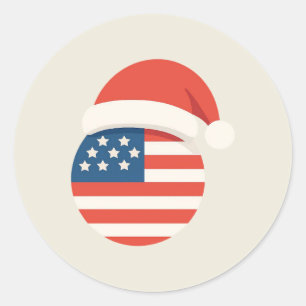 Weihnachtsmann mit US-Flagge Aufkleber