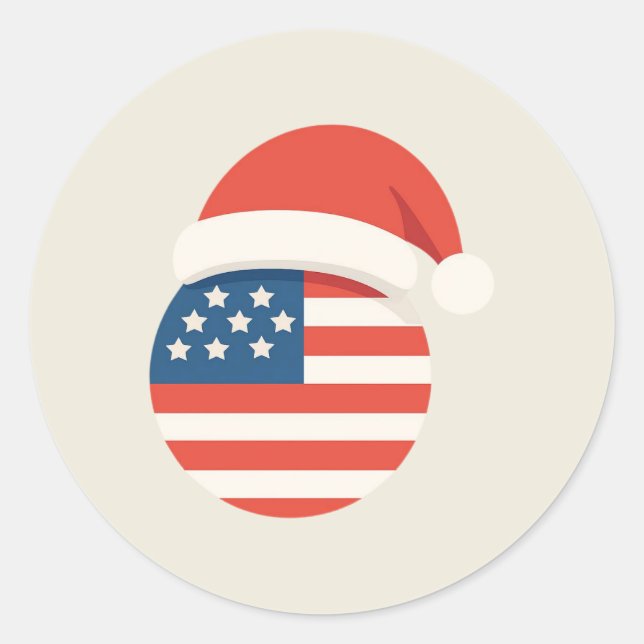 Weihnachtsmann mit US-Flagge Aufkleber (Vorderseite)