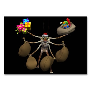 Weihnachtsmann mit vollen Händen und seltsamen Kri Tischnummer