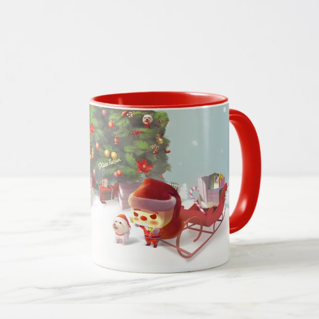 Weihnachtsmann mit Weihnachtsbaum Tasse (VorderseiteRechts)