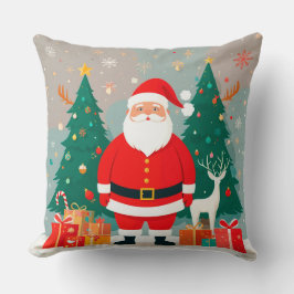 Weihnachtsmann mit Weihnachtsbaum und Geschenken Kissen