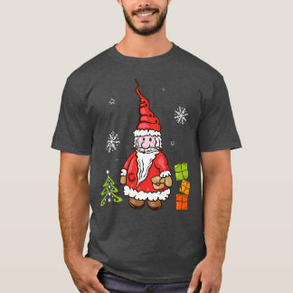 Weihnachtsmann mit Weihnachtsbaum und Schneeflocke T-Shirt