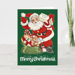 Weihnachtsmann mit Weihnachtsfreude - Vintage-Kart Feiertagskarte