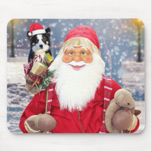 Weihnachtsmann mit Weihnachtsgeschenken Border Col Mousepad